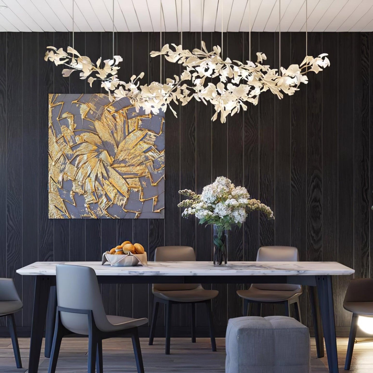 Double Layer Combination Gingko Crown Chandelier