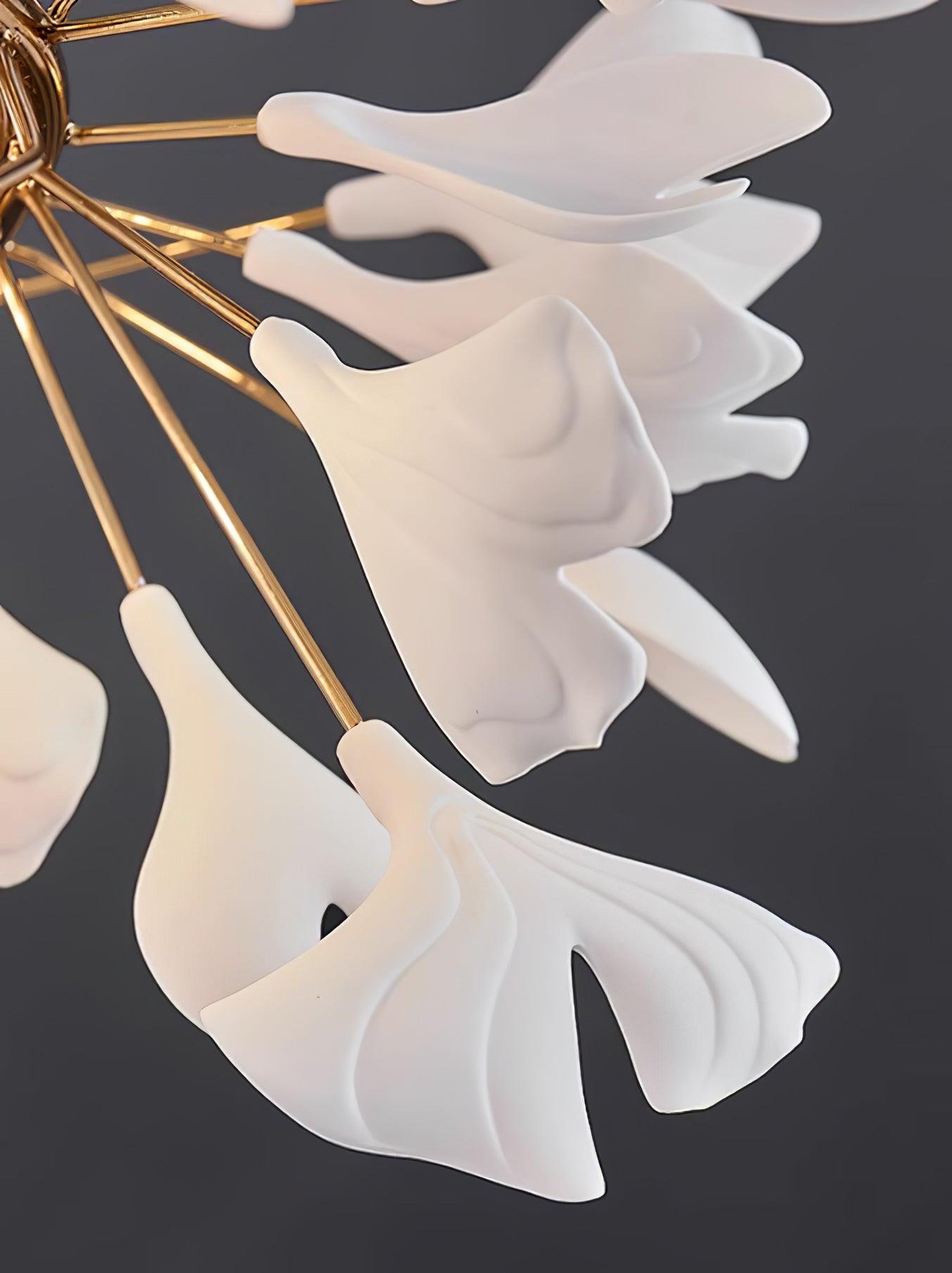 Gold White Leaves Combination Gingko Candelabrum Chandeliers