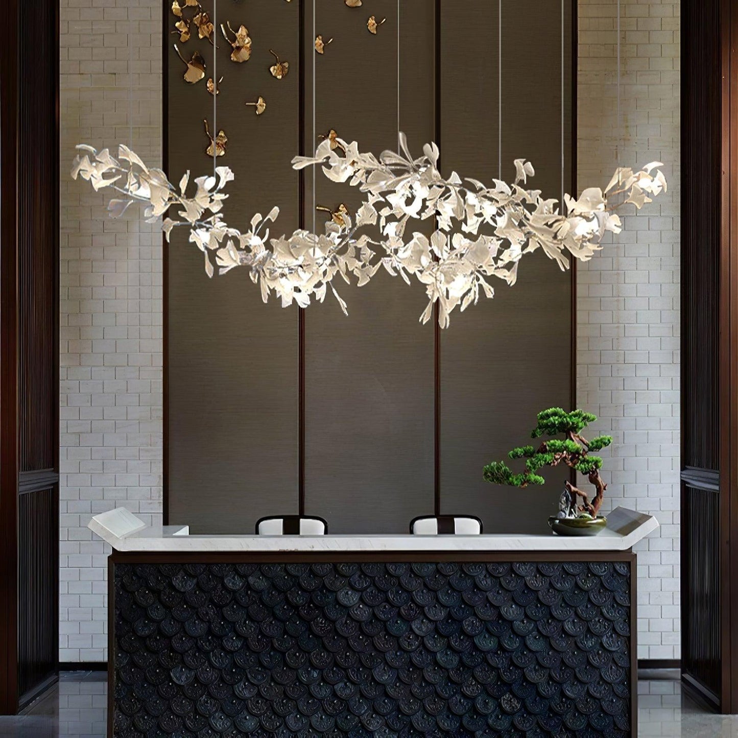 Double Layer Combination Gingko Crown Chandelier