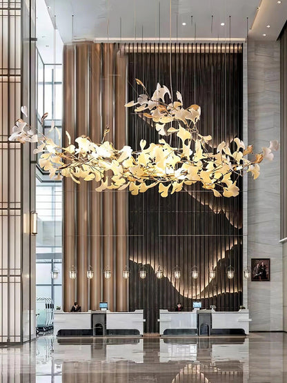 Gold White Leaves Combination Gingko Candelabrum Chandeliers