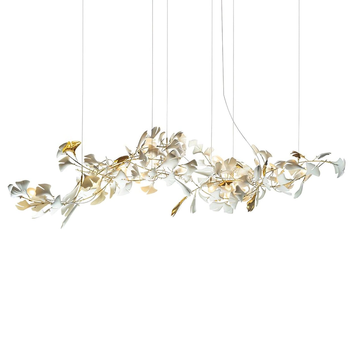 Gold White Leaves Combination Gingko Candelabrum Chandeliers