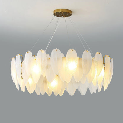 Glass Feather Electrolier Chandelier