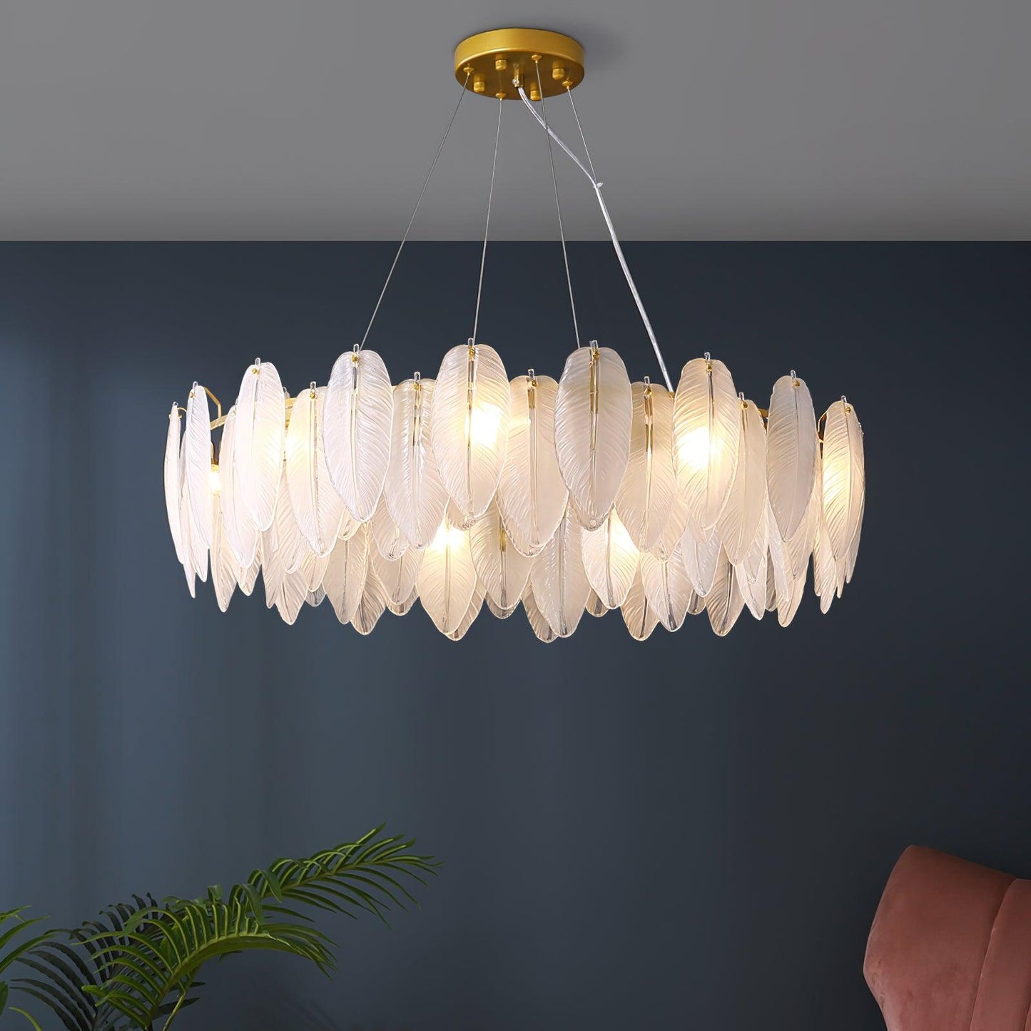 Glass Feather Electrolier Chandelier