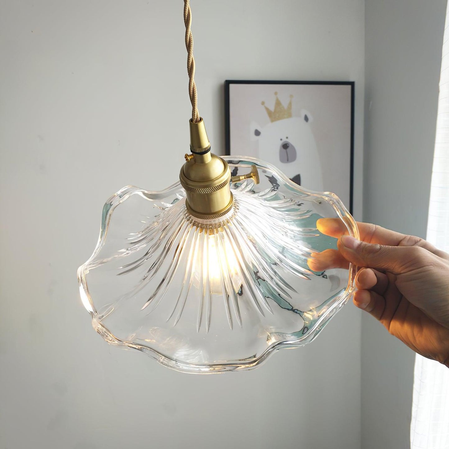 Glass Hibiscus Flower Droplight Pendant Light