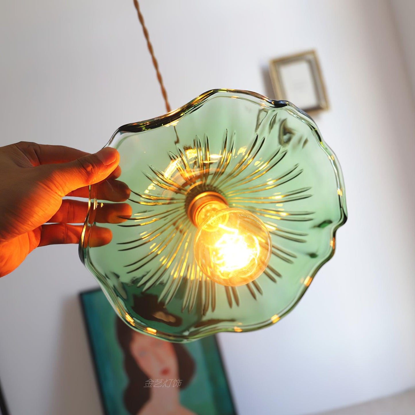 Glass Hibiscus Flower Droplight Pendant Light