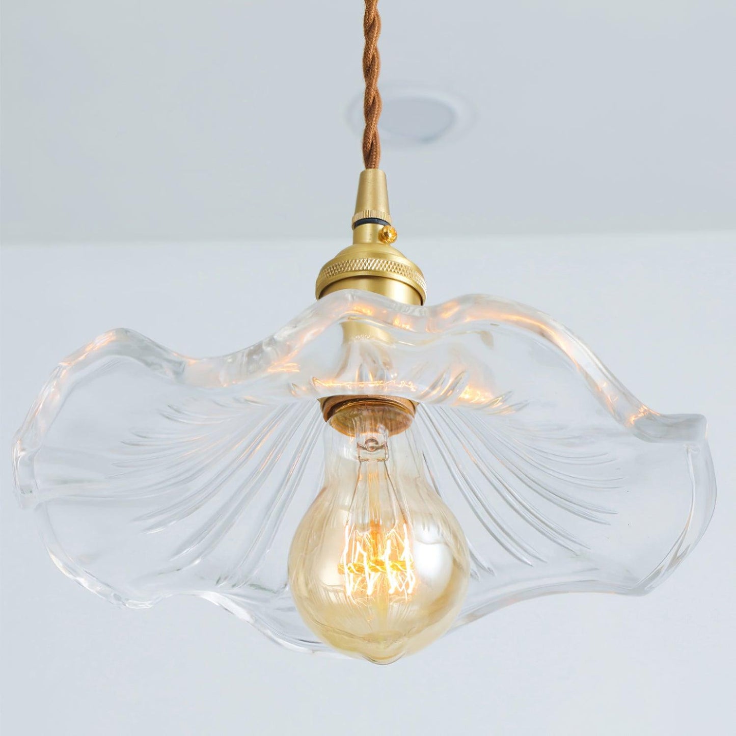 Glass Hibiscus Flower Droplight Pendant Light