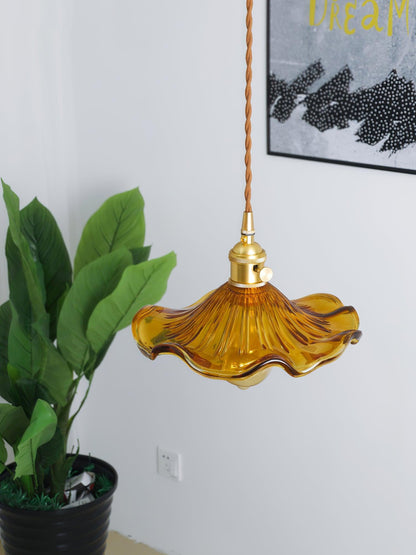 Glass Hibiscus Flower Droplight Pendant Light