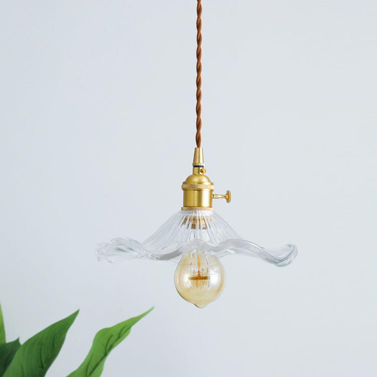 Glass Hibiscus Flower Droplight Pendant Light