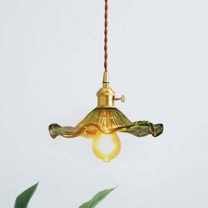 Glass Hibiscus Flower Droplight Pendant Light