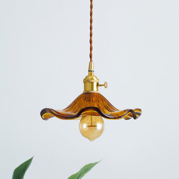 Glass Hibiscus Flower Droplight Pendant Light