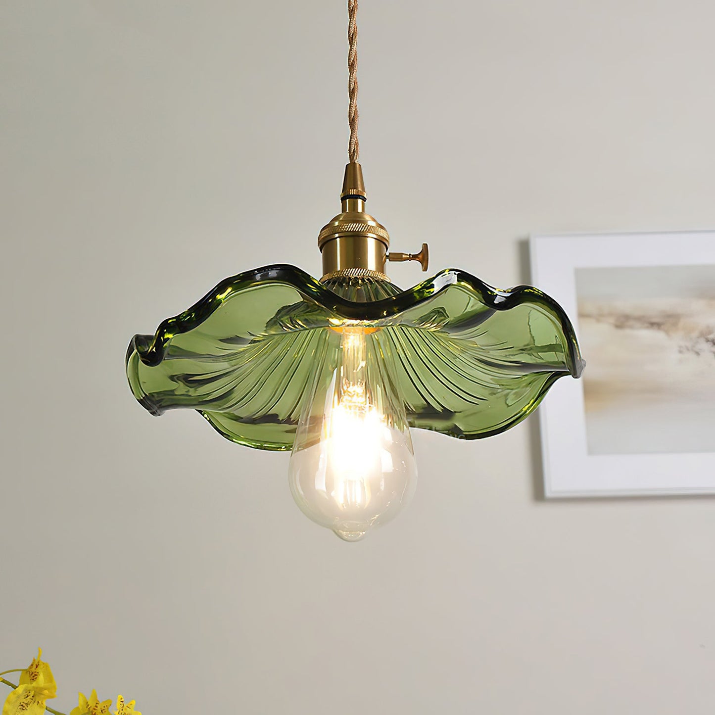 Glass Hibiscus Flower Droplight Pendant Light