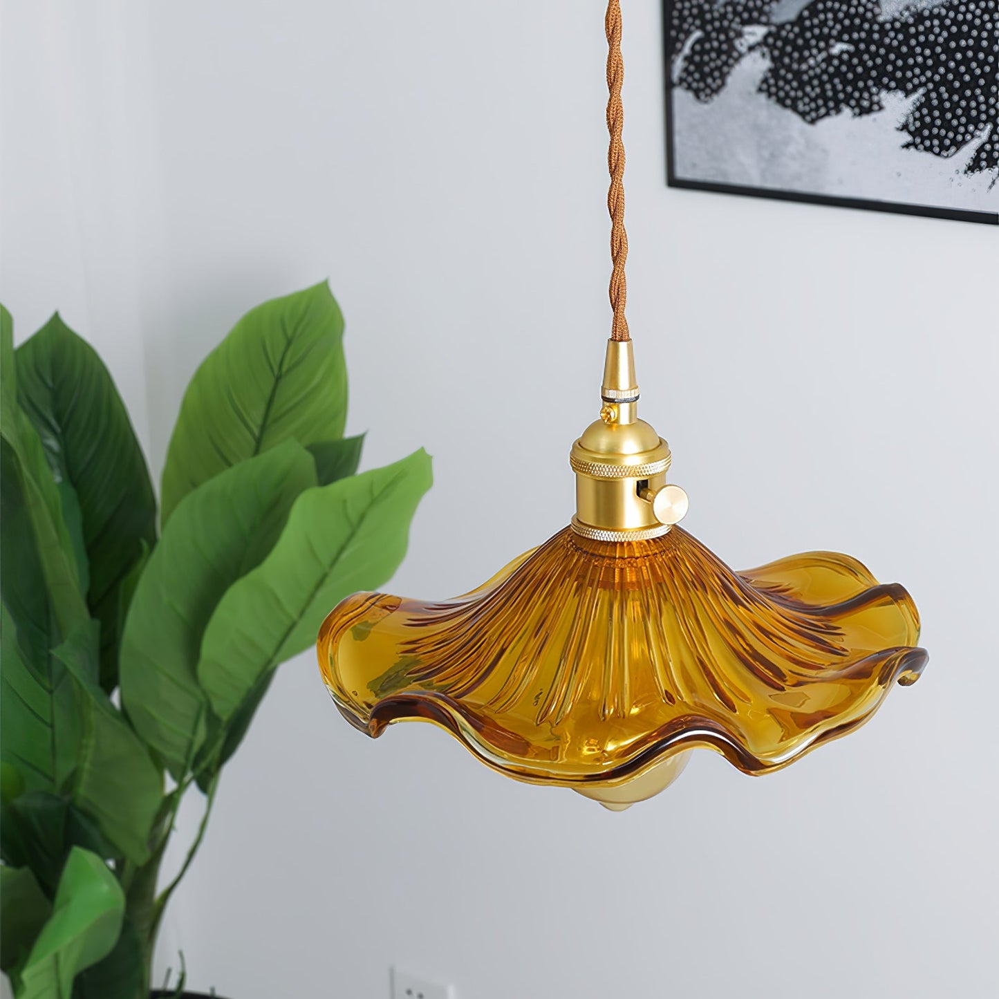 Glass Hibiscus Flower Hanging light Swag Light