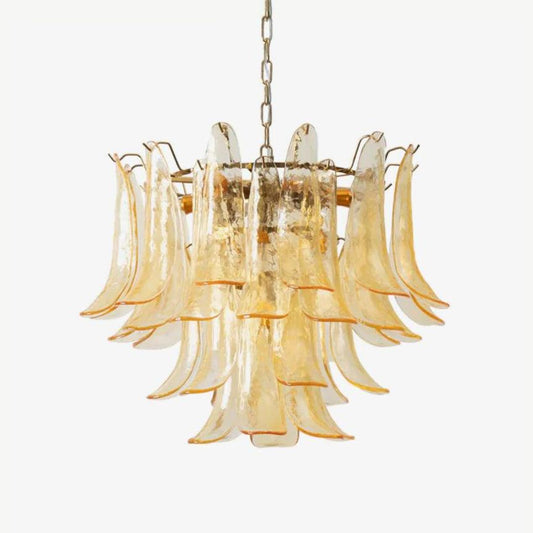 Glass Leaf Cascade Electrolier Chandelier