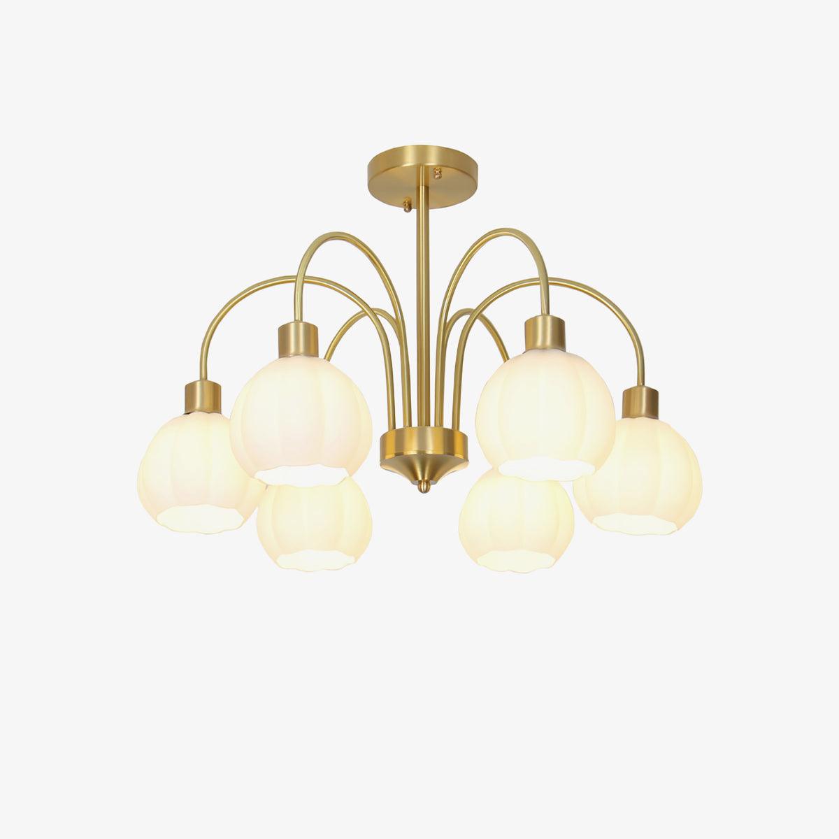 Glass Pumpkin Gold Gasolier Chandelier