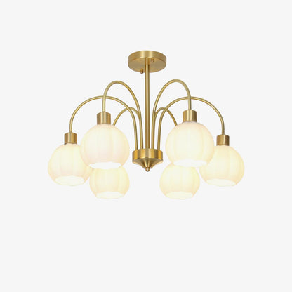 Glass Pumpkin Gold Gasolier Chandelier