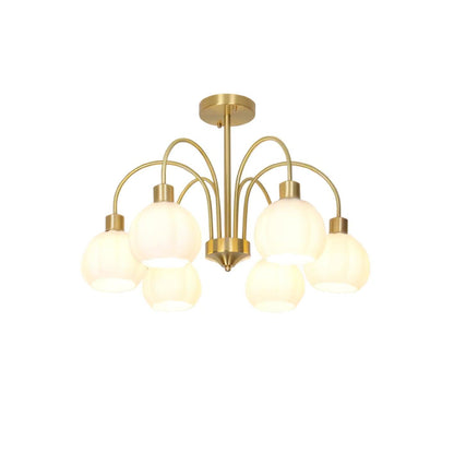 Glass Pumpkin Gold Gasolier Chandelier