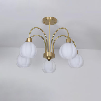 Glass Pumpkin Gold Gasolier Chandelier