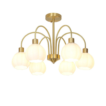 Glass Pumpkin Gold Gasolier Chandelier