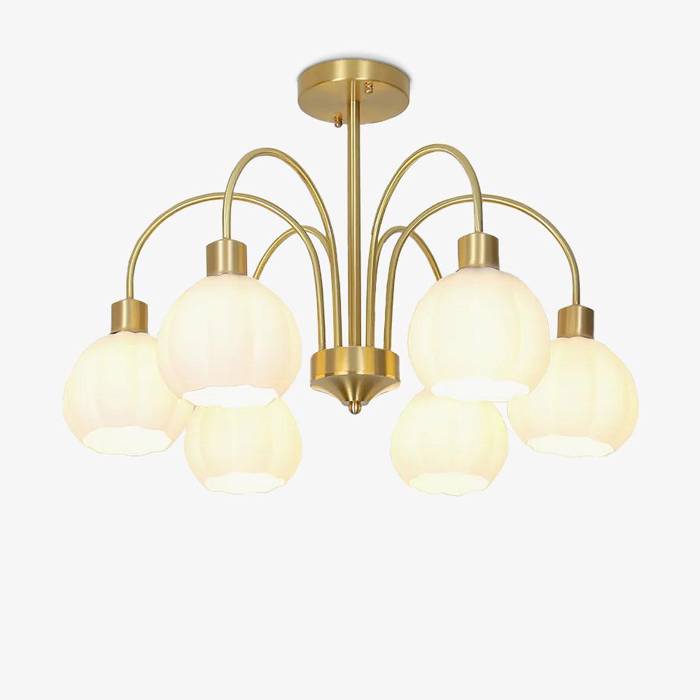 Glass Pumpkin Gold Gasolier Chandelier