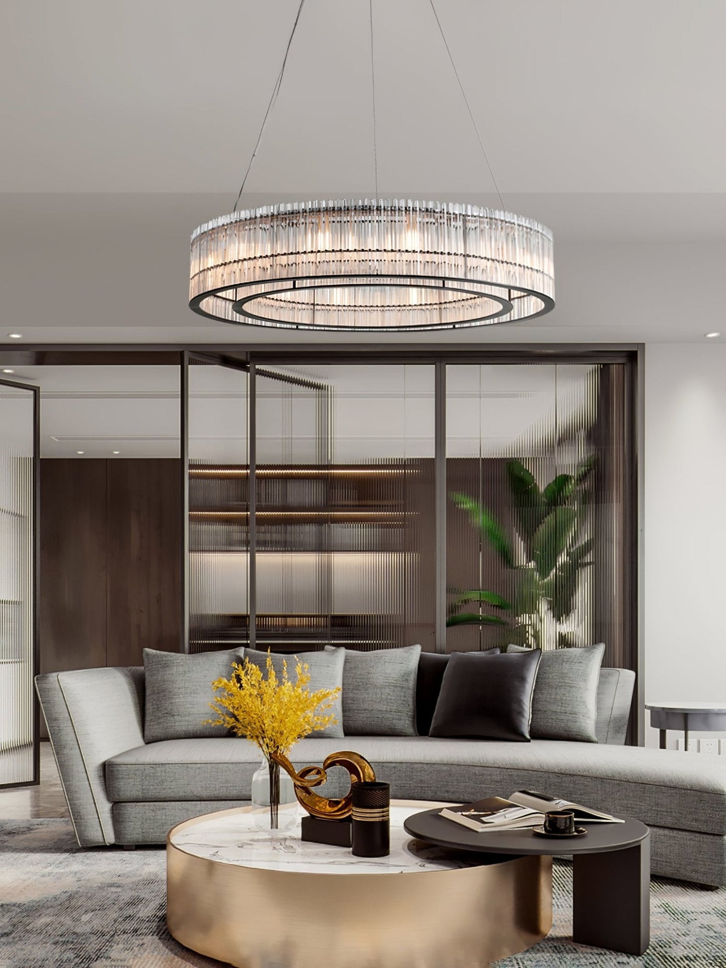 Glass Tube Ring Pendant light Chandelier