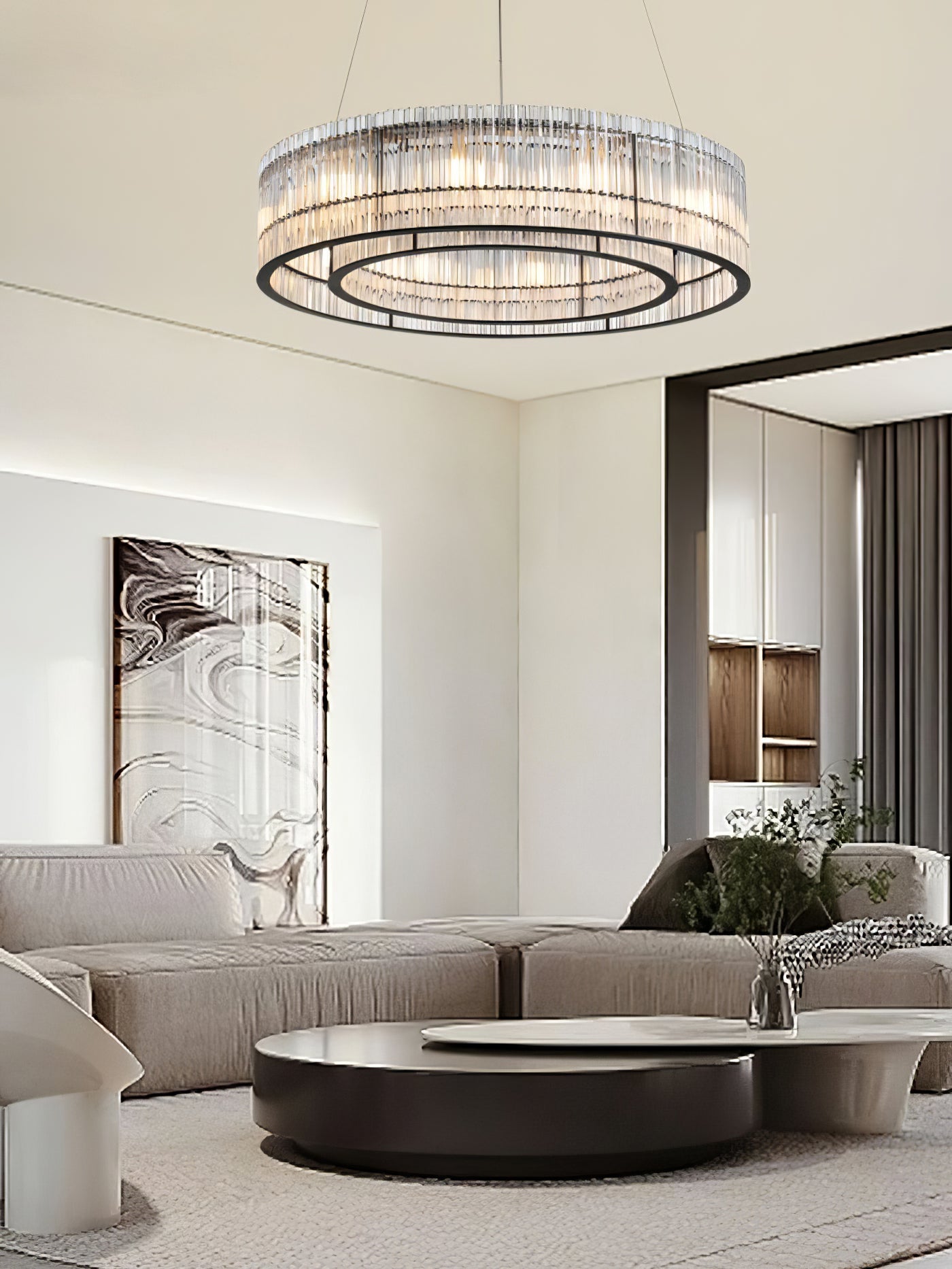 Glass Tube Ring Pendant light Chandelier