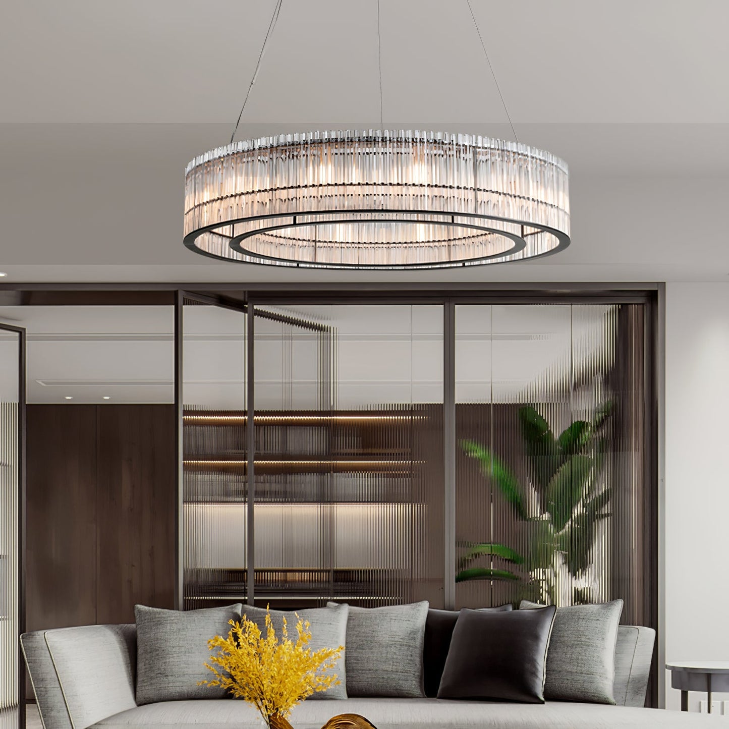 Glass Tube Ring Pendant light Chandelier