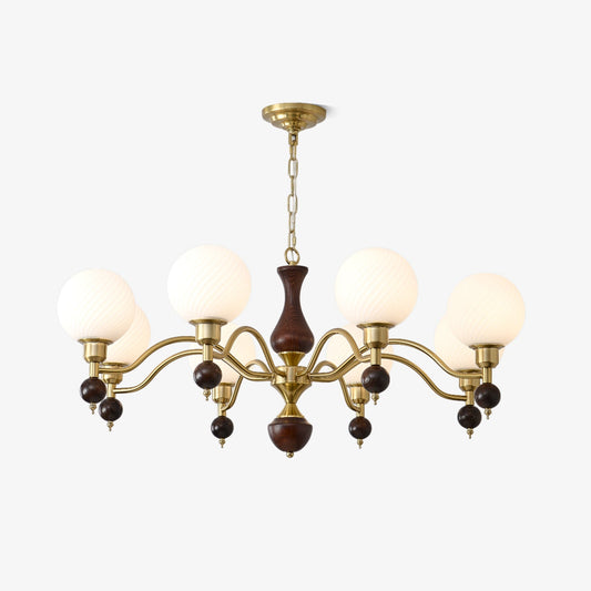 Globe Orb Wood Gasolier Chandelier