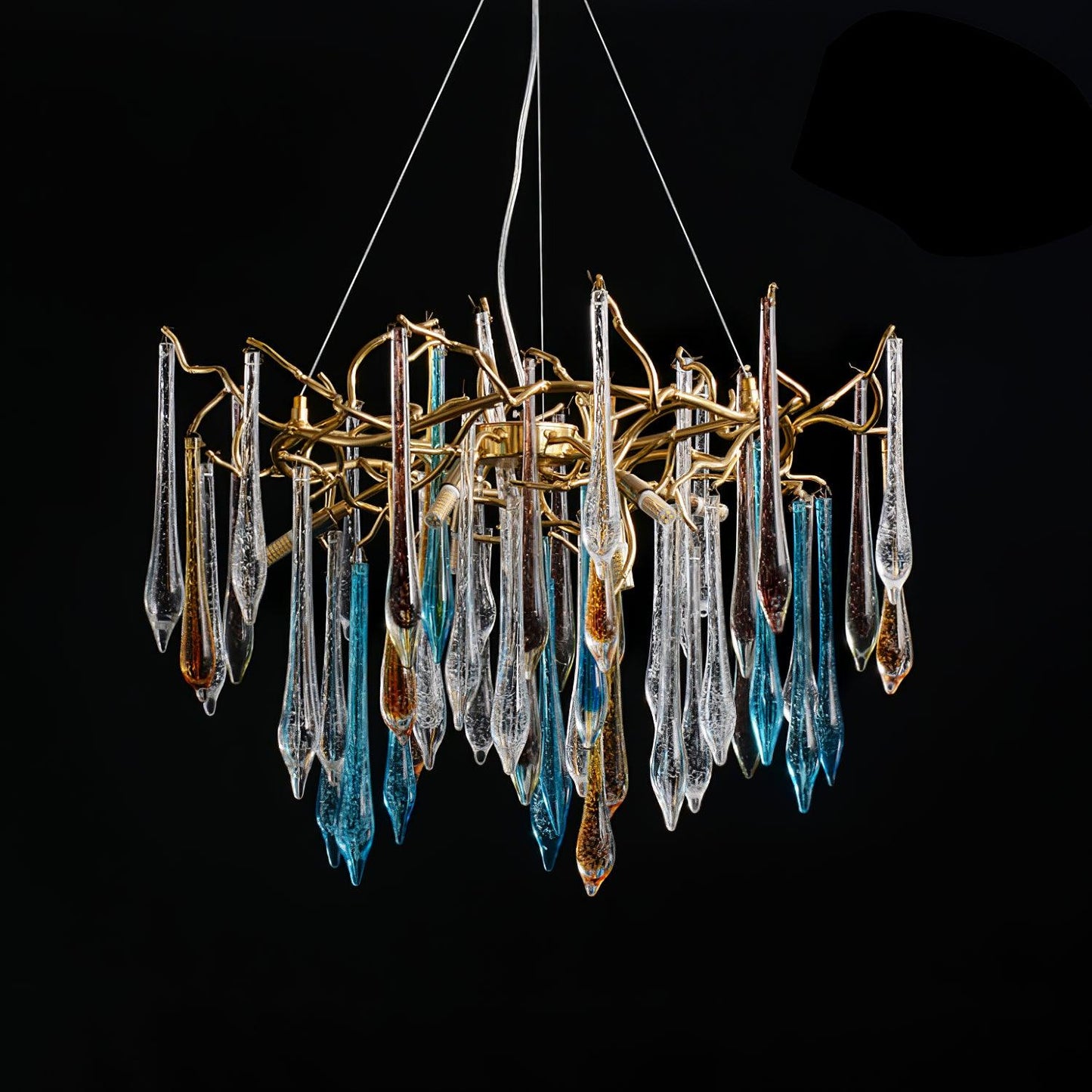 Gold Round Teardrop Crown Chandelier