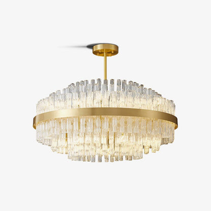 Gold & Clear Rod Gasolier Chandelier