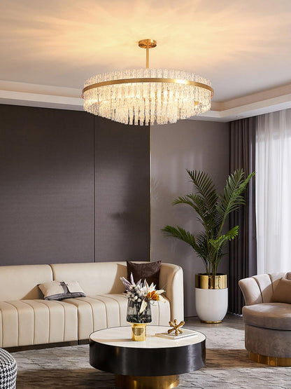 Gold & Clear Rod Gasolier Chandelier