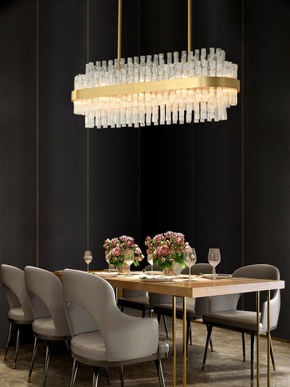 Gold & Clear Rod Gasolier Chandelier