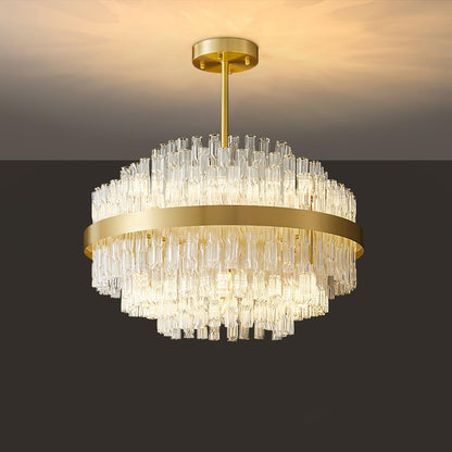 Gold & Clear Rod Gasolier Chandelier