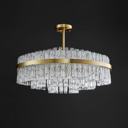 Gold & Clear Rod Gasolier Chandelier