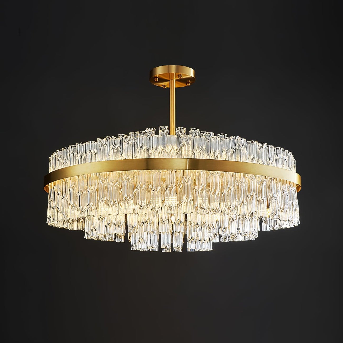 Gold & Clear Rod Gasolier Chandelier