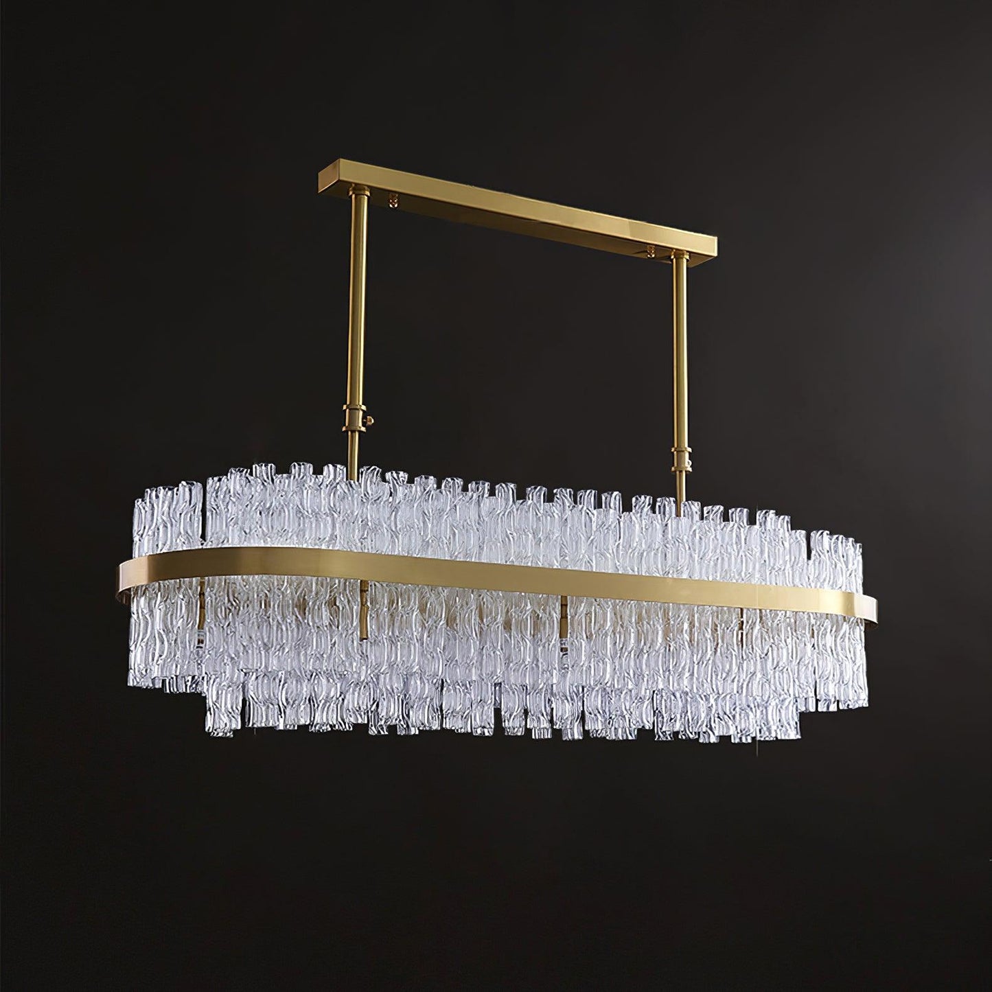 Gold & Clear Rod Gasolier Chandelier