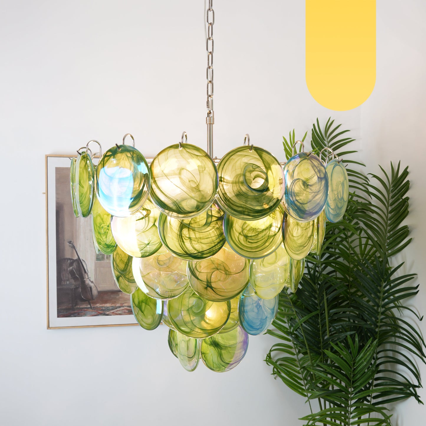 Green Murano Disc Candelabrum Chandelier