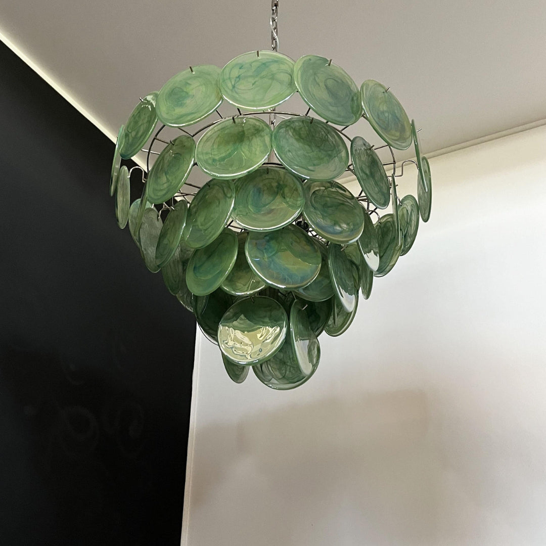 Green Murano Disc Candelabrum Chandelier