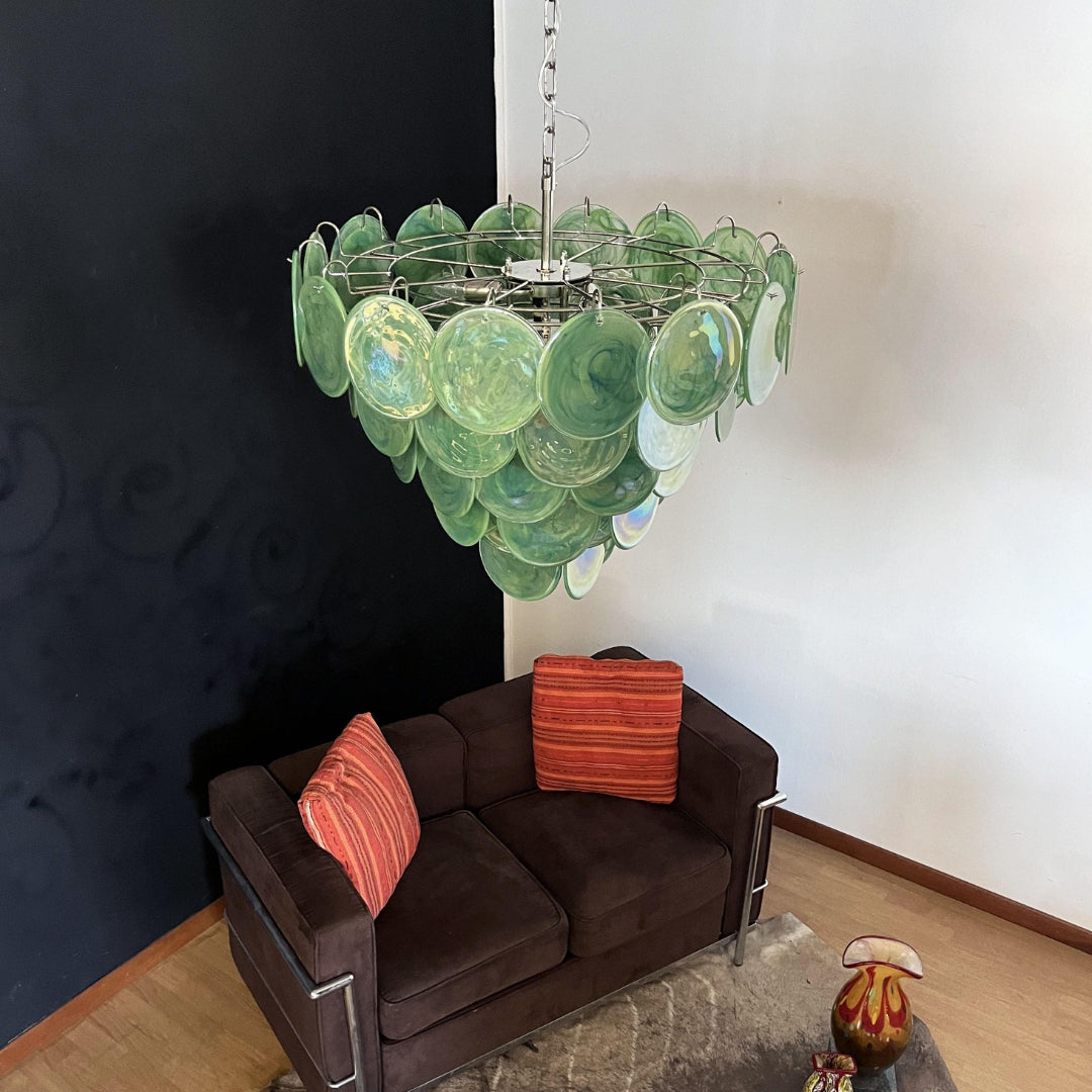 Green Murano Disc Candelabrum Chandelier