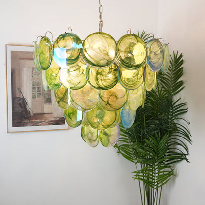 Green Murano Disc Candelabrum Chandelier