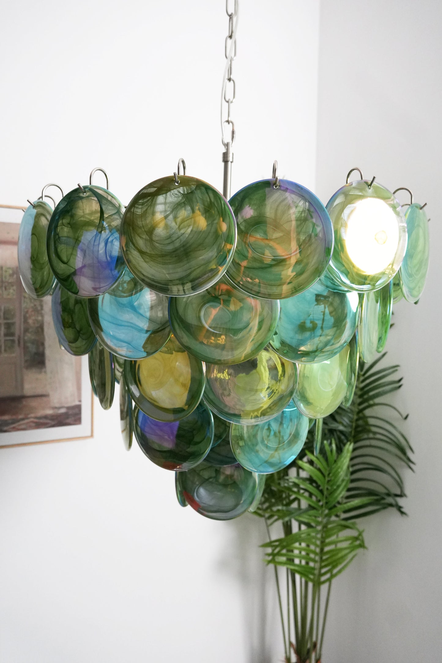 Green Murano Disc Candelabrum Chandelier