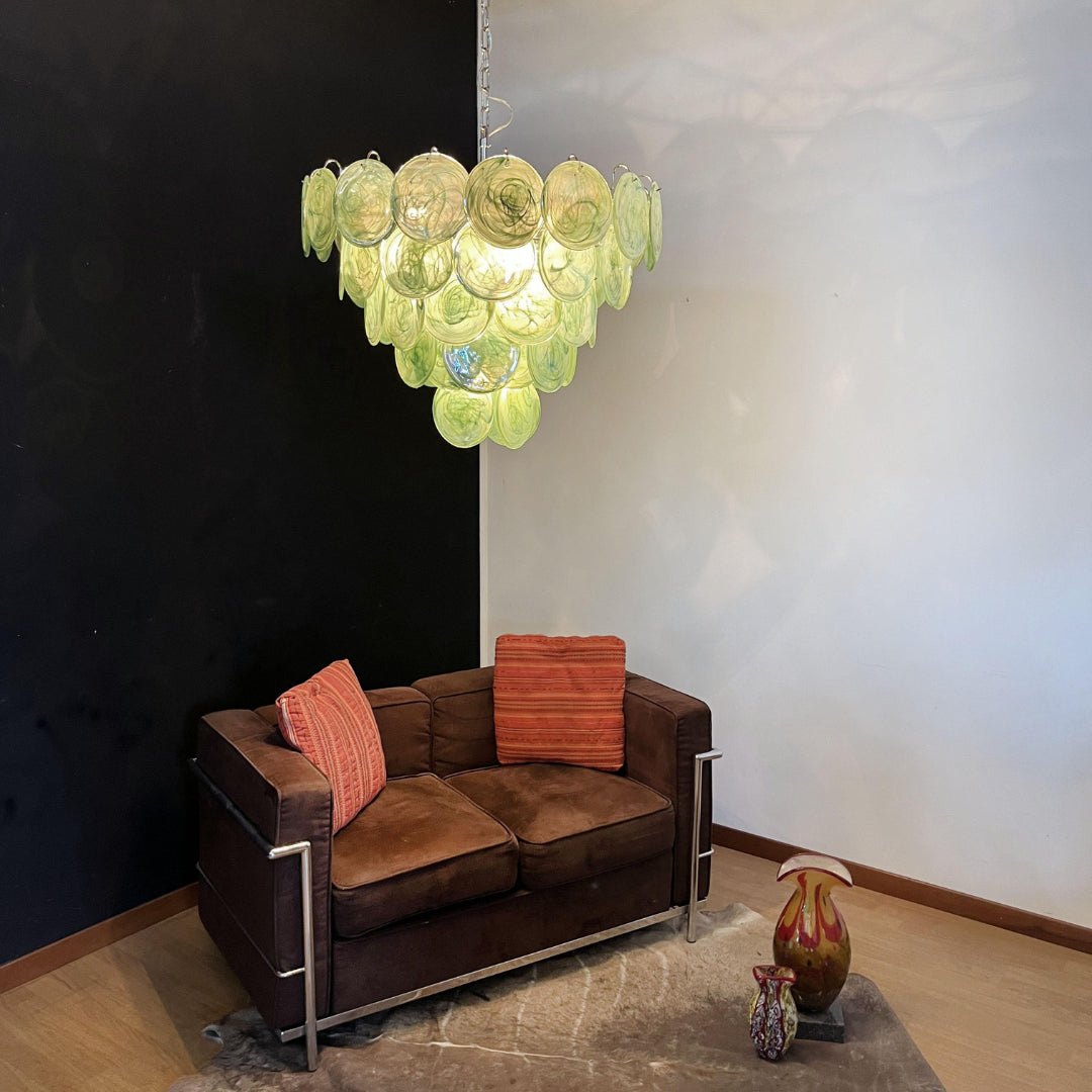 Green Murano Disc Candelabrum Chandelier