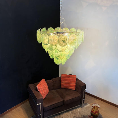 Green Murano Disc Candelabrum Chandelier