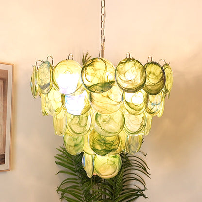 Green Murano Disc Candelabrum Chandelier