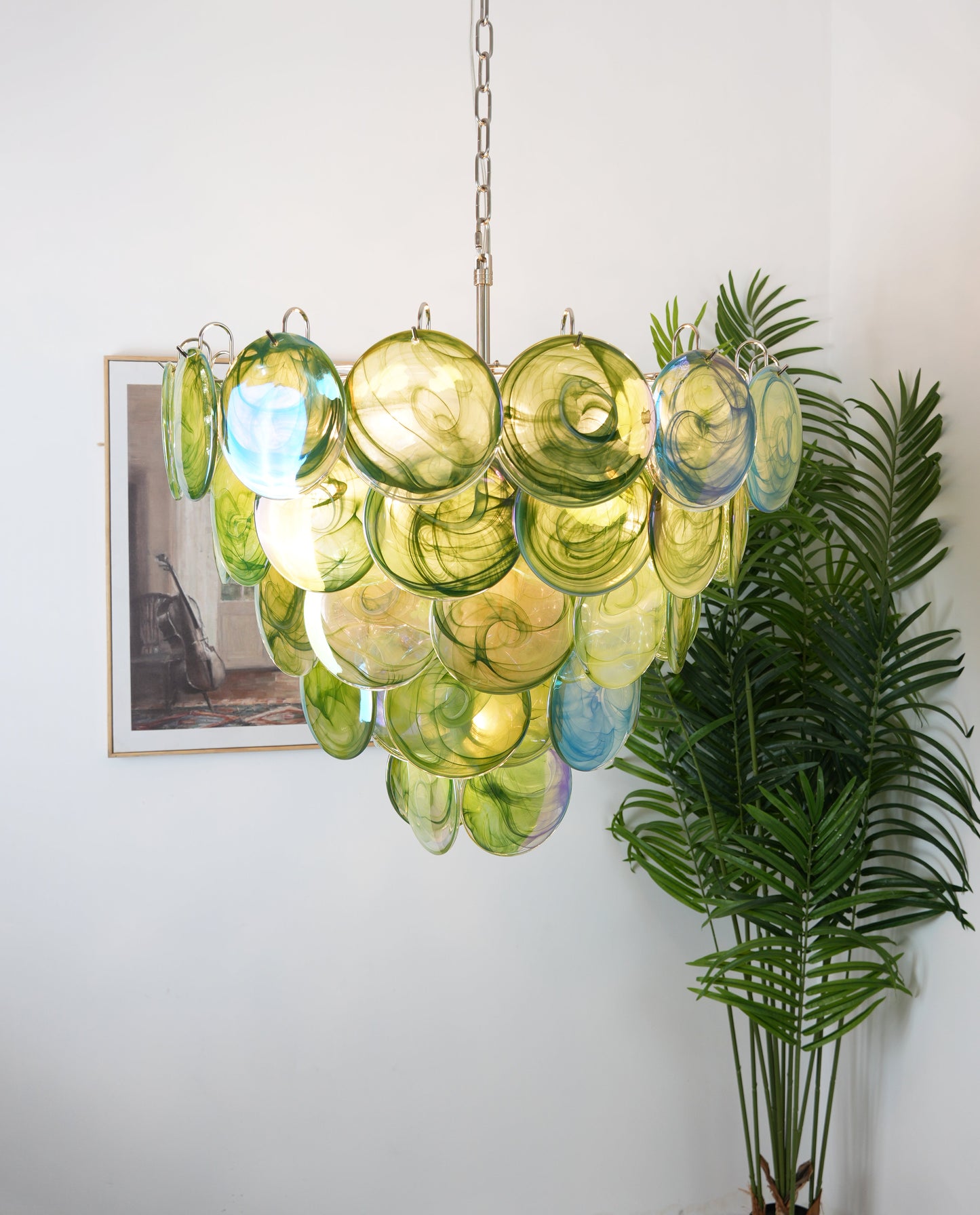 Green Murano Disc Candelabrum Chandelier