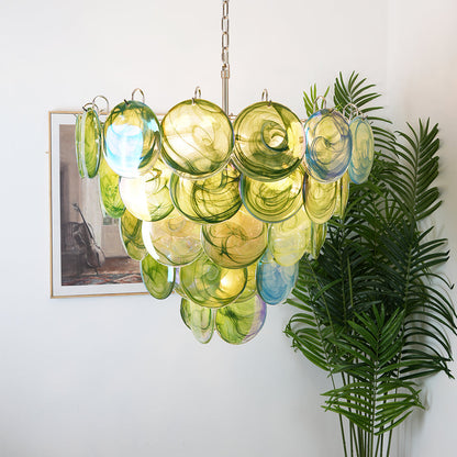 Green Murano Disc Candelabrum Chandelier