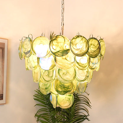 Green Murano Disc Candelabrum Chandelier