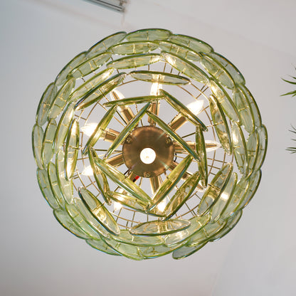 Green Murano Disc Candelabrum Chandelier