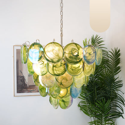 Green Murano Disc Candelabrum Chandelier