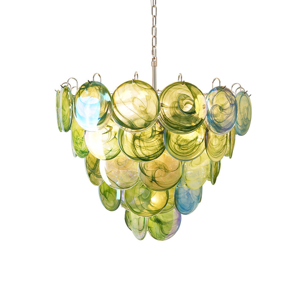 Green Murano Disc Candelabrum Chandelier