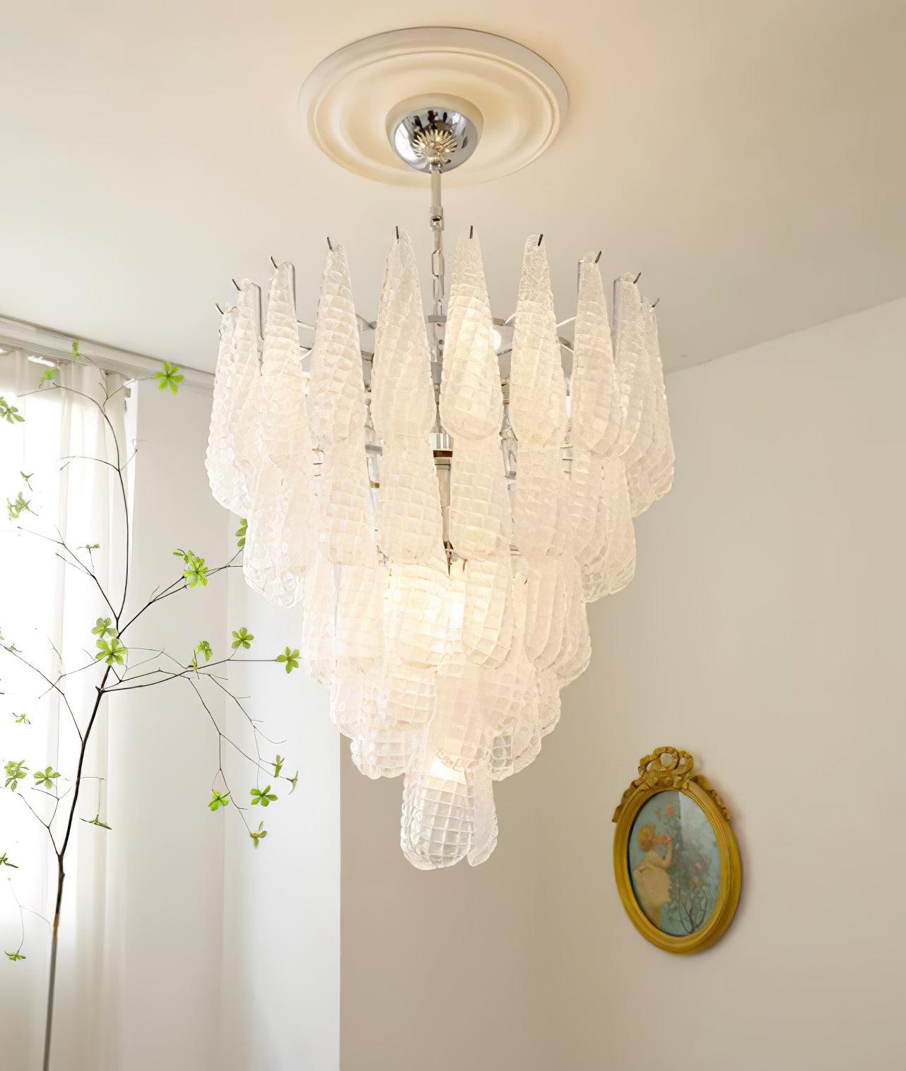 Grid Glass Waterfall Electrolier Chandelier